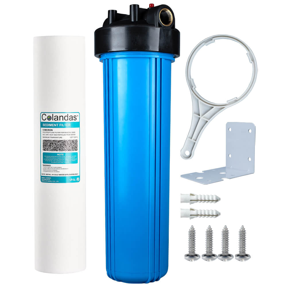 เครื่องกรองน้ำใช้ 1 ขั้นตอน WATERWAY BIG BLUE 20 นิ้ว เกลียวทองเหลือง กระบอกฟ้า รุ่น WTBB-PPBB2 (พร้อมไส้กรองน้ำ PP BIG BLUE ขนาด 20นิ้ว)_1